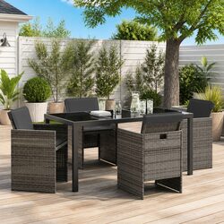 Sturdy 5-Piece Grey Garden Dining Set with Steel Frame