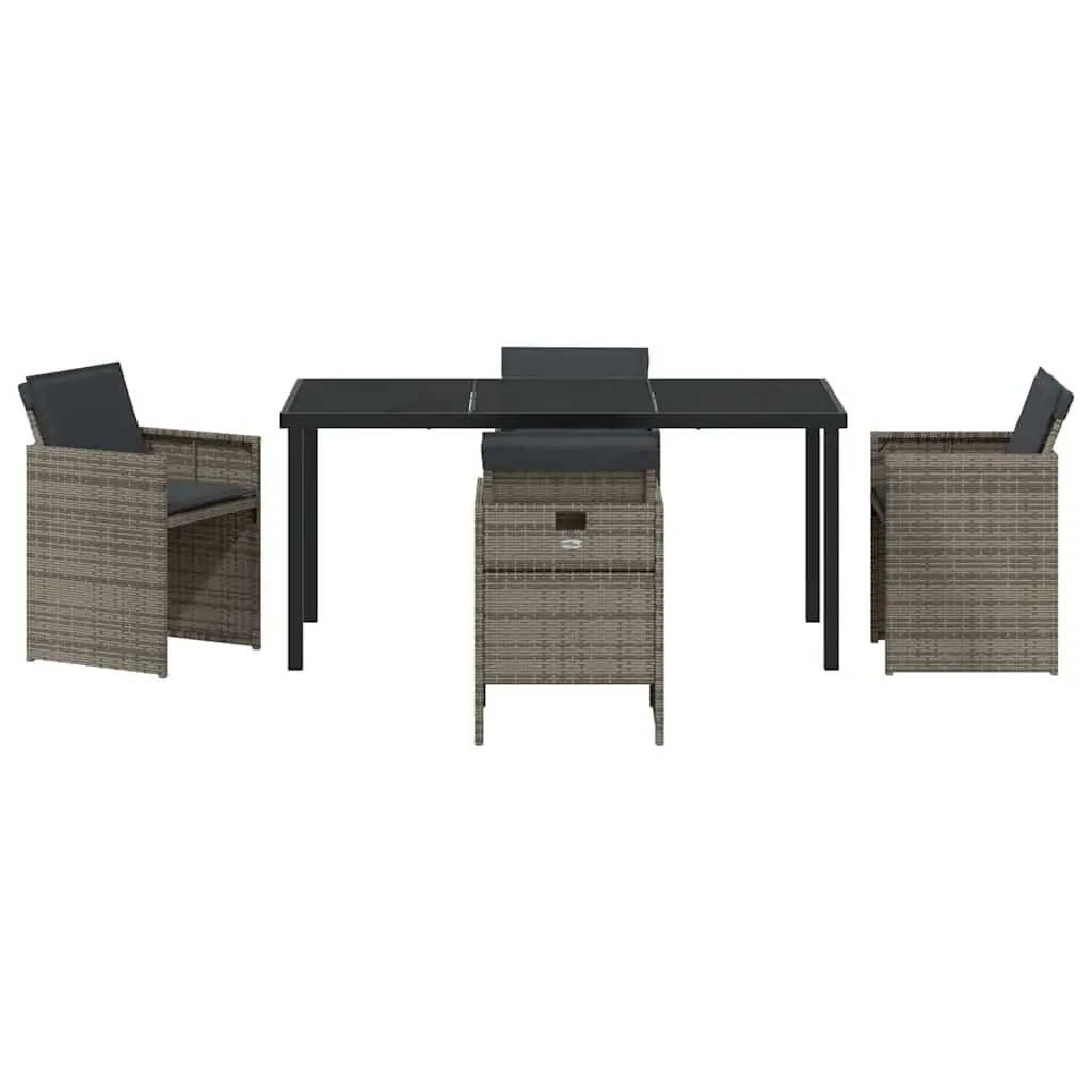 5-Piece Grey Garden Dining Set with Steel Frame