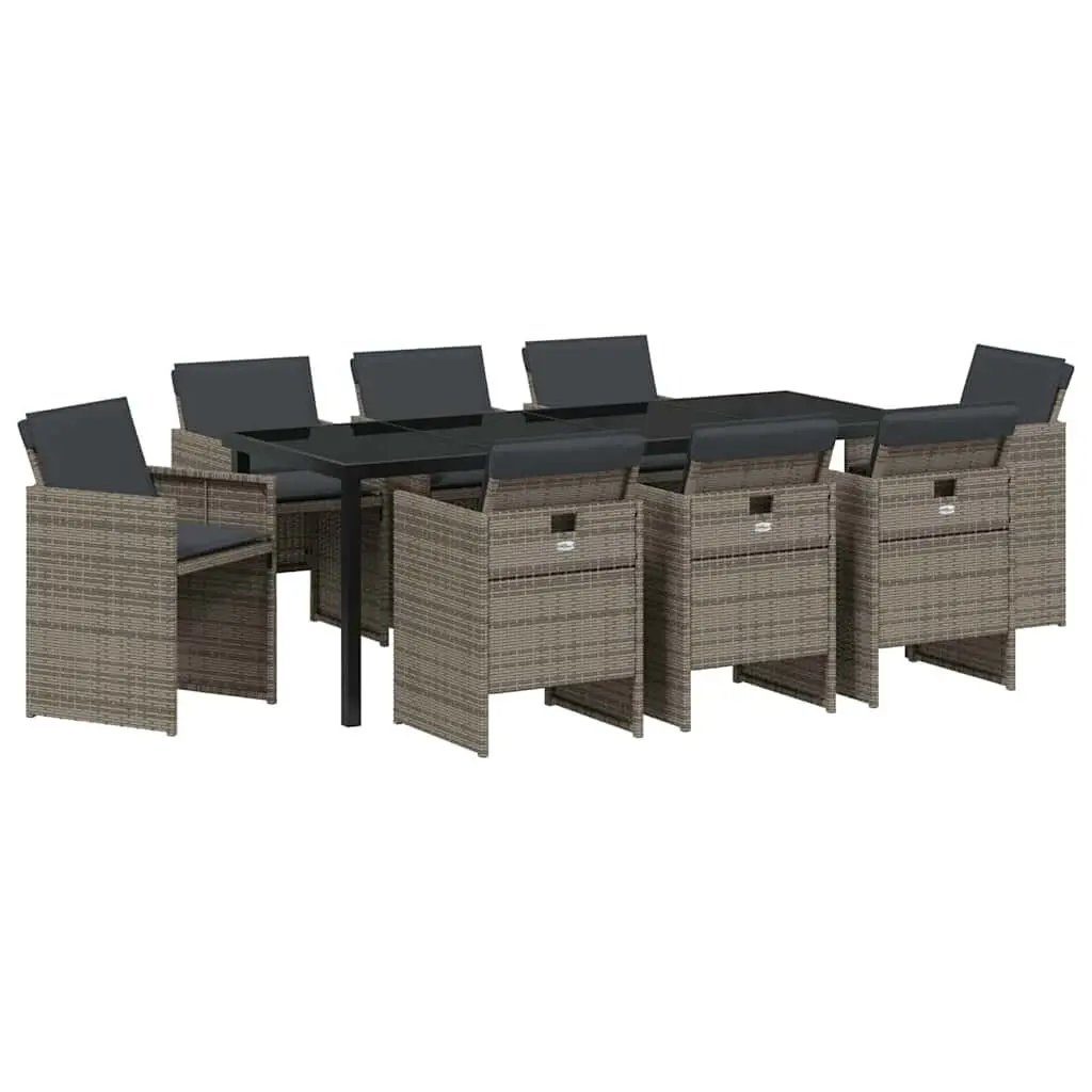 9 Piece Garden Dining Set with Steel Frame