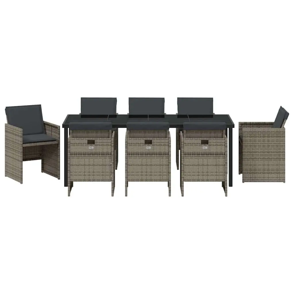 9 Piece Garden Dining Set with Steel Frame