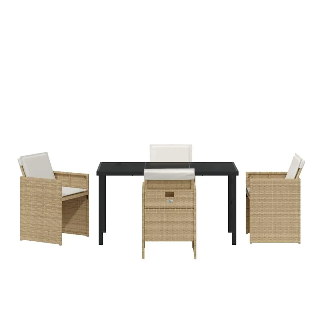 5-Piece Beige Poly Rattan Outdoor Dining Set