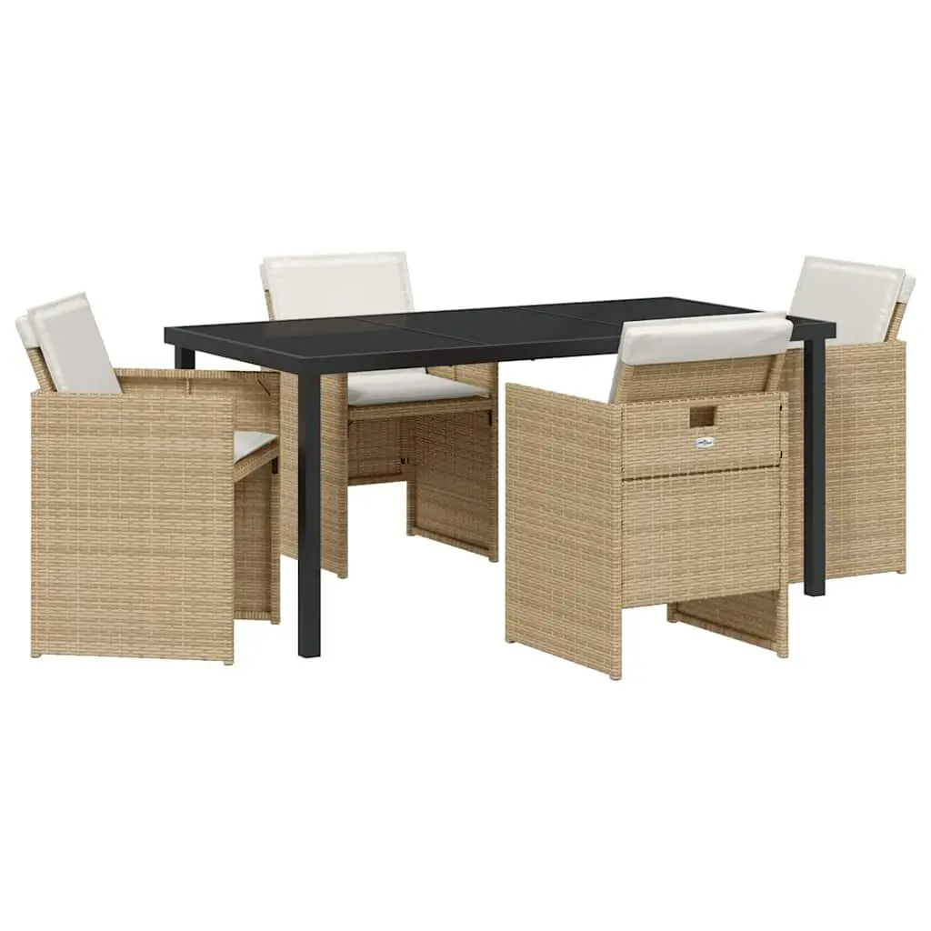5-Piece Beige Outdoor Dining Set for Garden