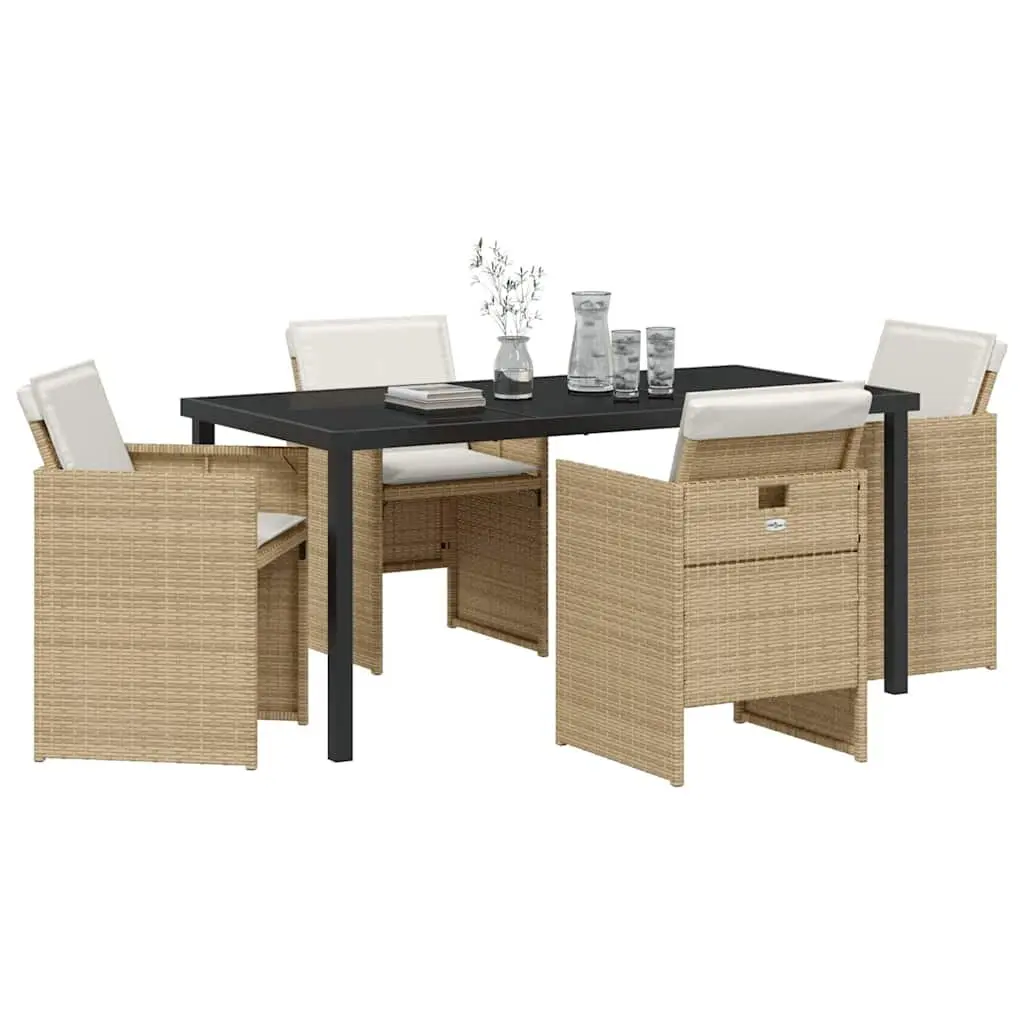 5-Piece Beige Outdoor Dining Set for Garden