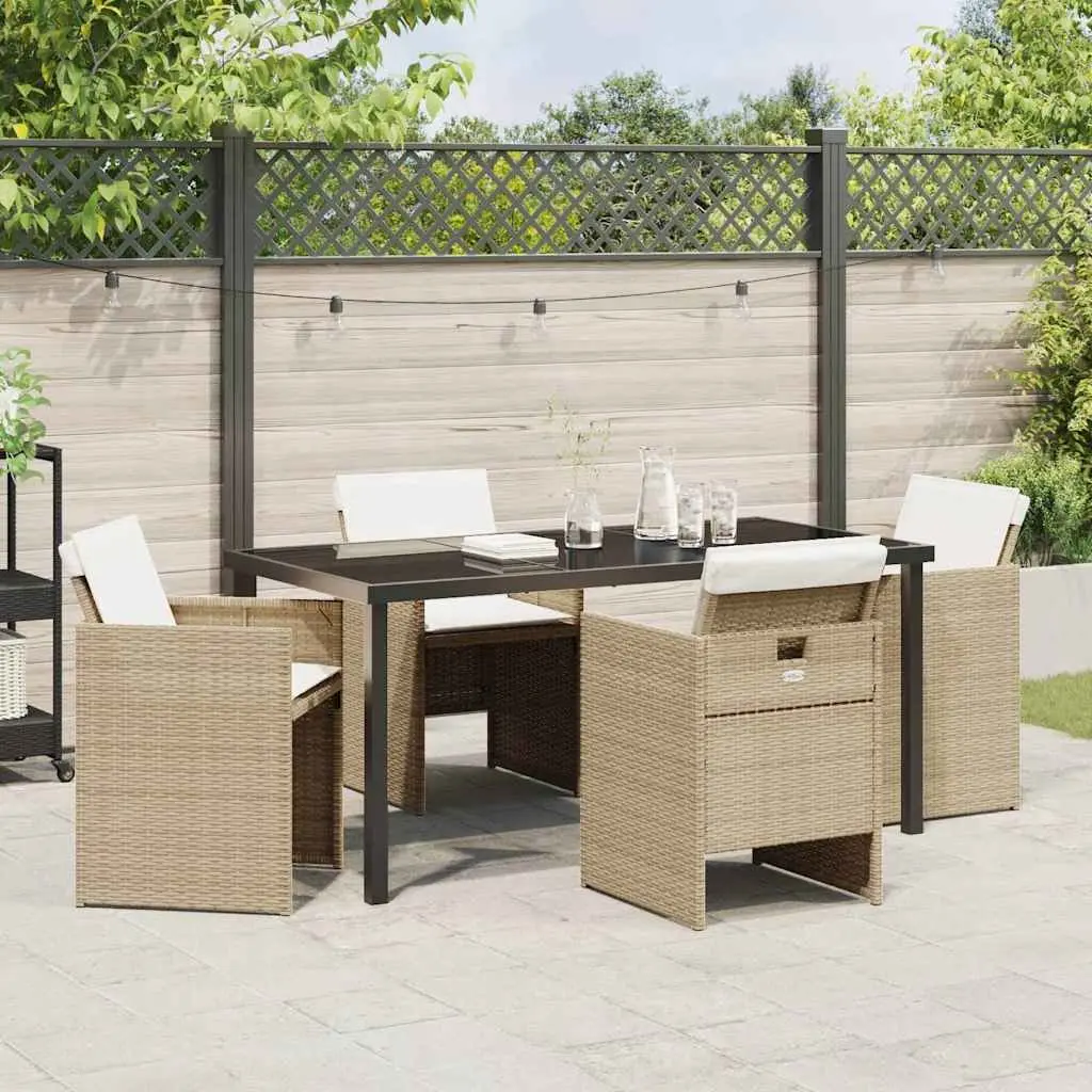 5-Piece Beige Outdoor Dining Set for Garden