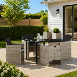 Light Grey 5-Piece Outdoor Dining Set for Garden