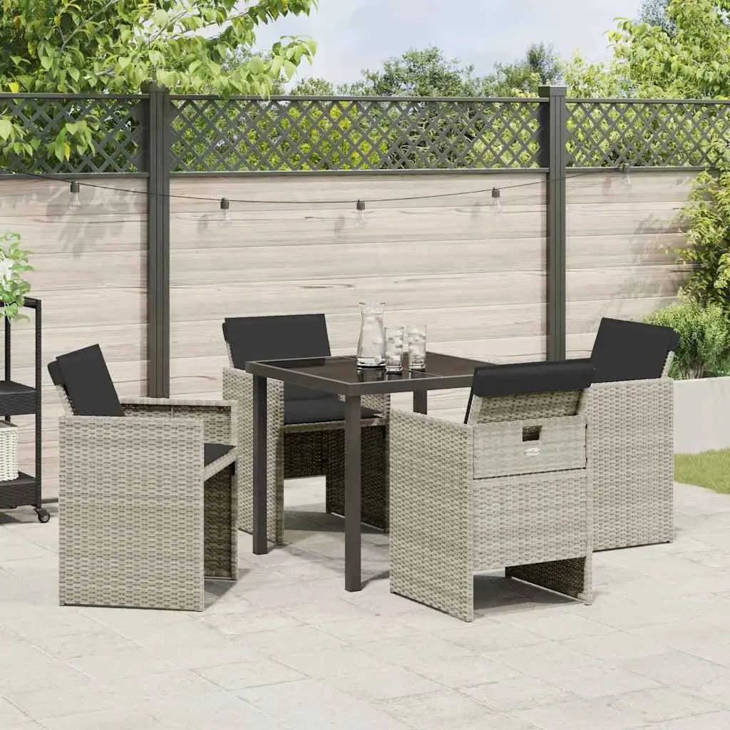 Light Grey 5-Piece Outdoor Dining Set for Garden