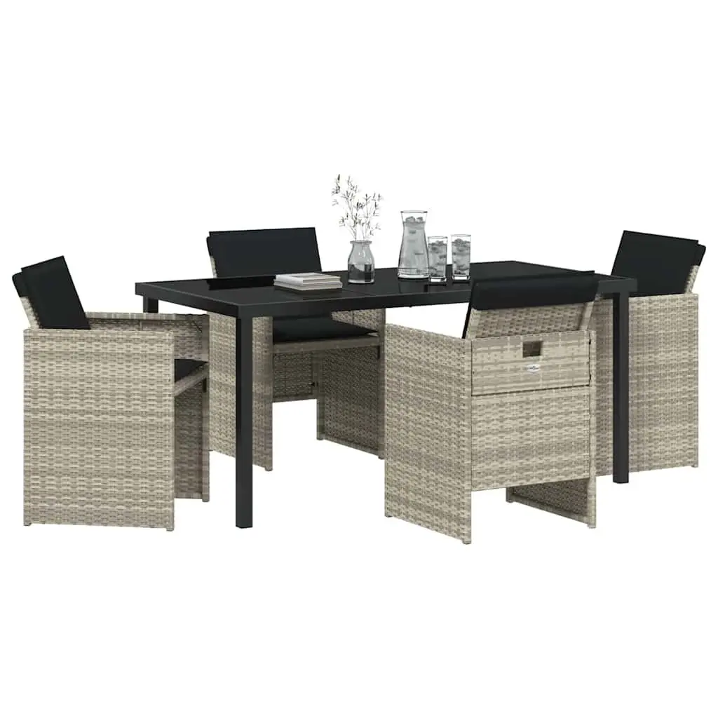 5 Piece Garden Dining Set in Light Grey