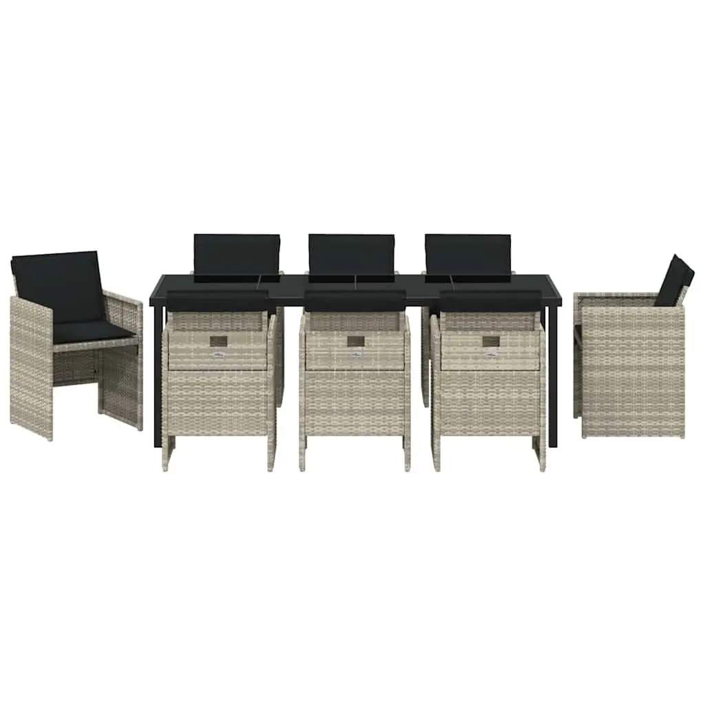 Garden Dining Set 9 Pieces Light Grey Poly Rattan