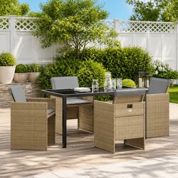 Durable 5-Piece Garden Dining Set in Beige