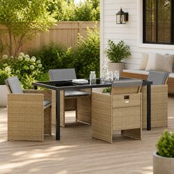 Stylish 5-Piece Garden Dining Set in Beige