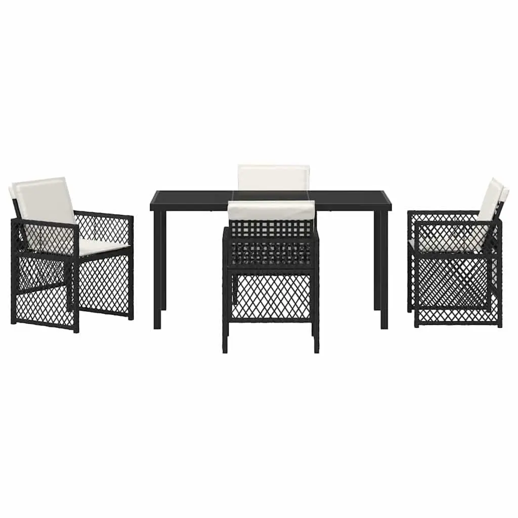 Black 5-Piece Garden Dining Set with Poly Rattan Seats