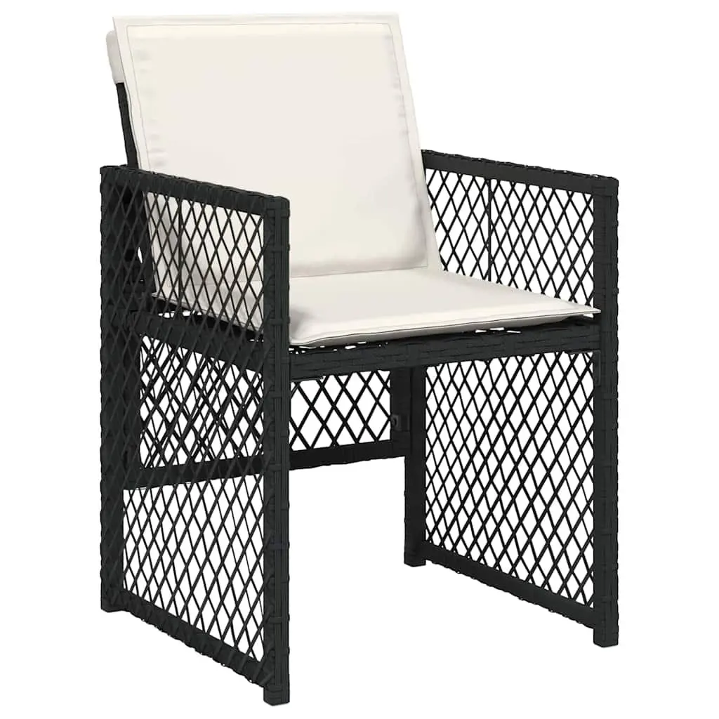 9-Piece Black Poly Rattan Garden Dining Set