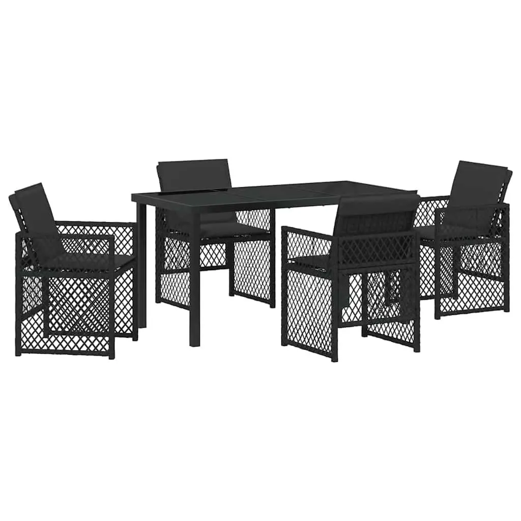 5 Piece Outdoor Dining Set with Black Poly Rattan