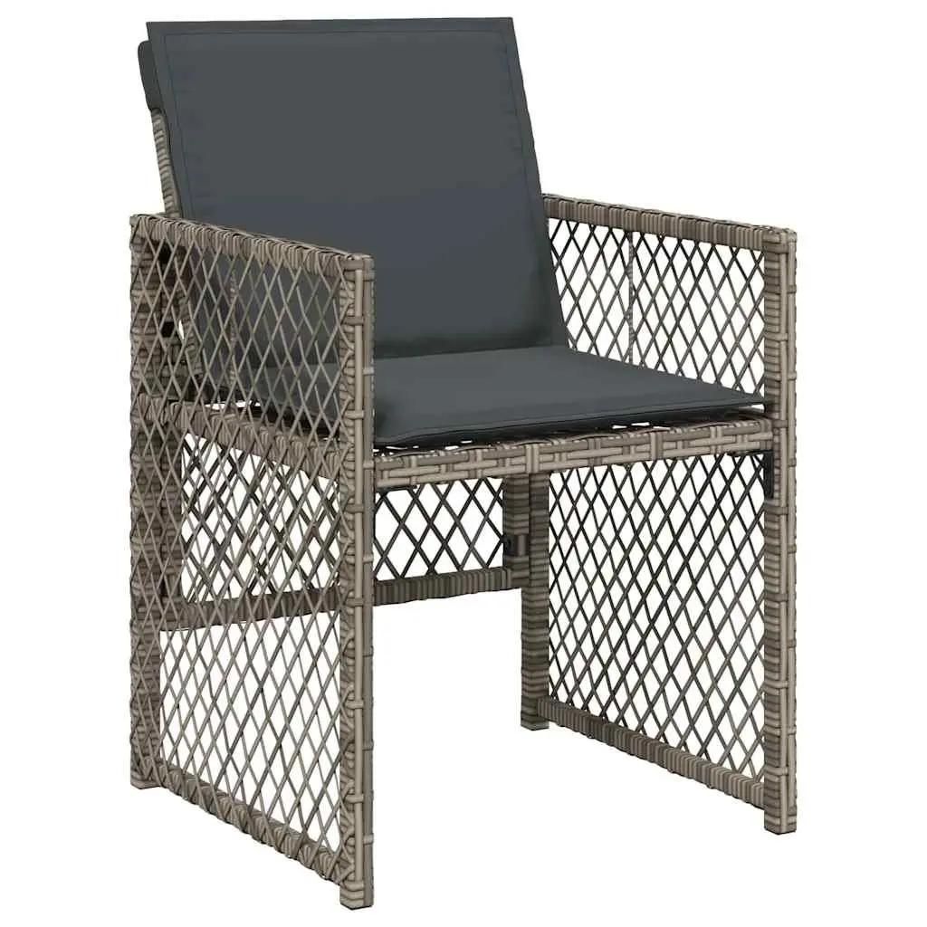 5-Piece Grey Poly Rattan Garden Dining Set