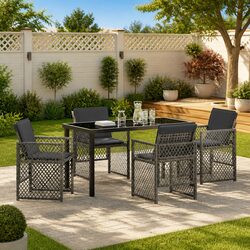 Stylish 5-Piece Grey Garden Dining Set for Outdoor Living