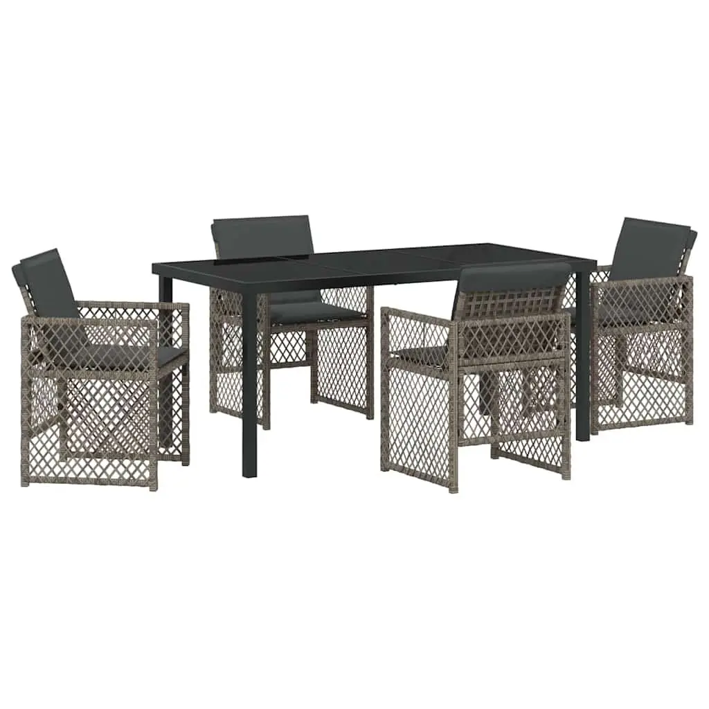 5-Piece Grey Garden Dining Set with Durable Steel Frame