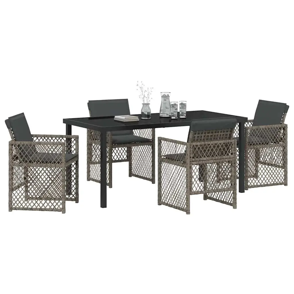 5-Piece Grey Garden Dining Set with Durable Steel Frame