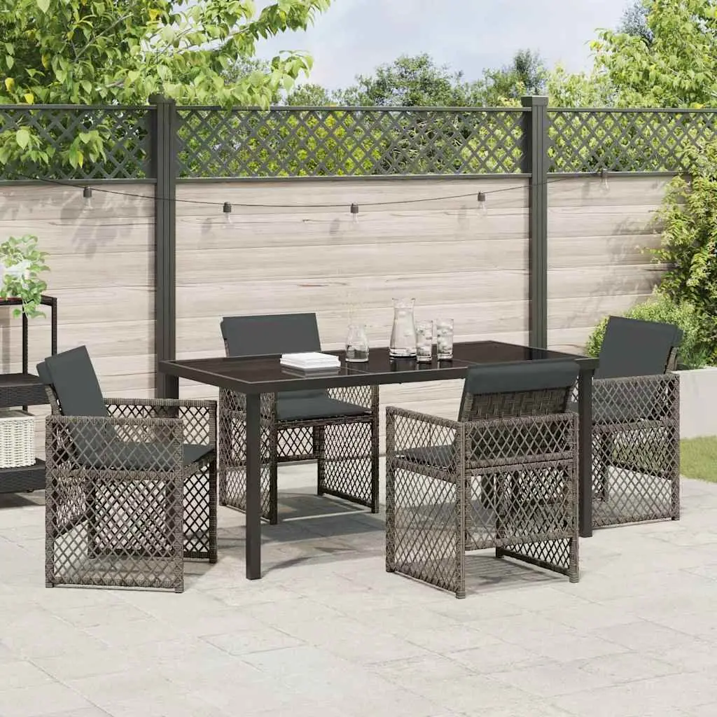 5-Piece Grey Garden Dining Set with Durable Steel Frame