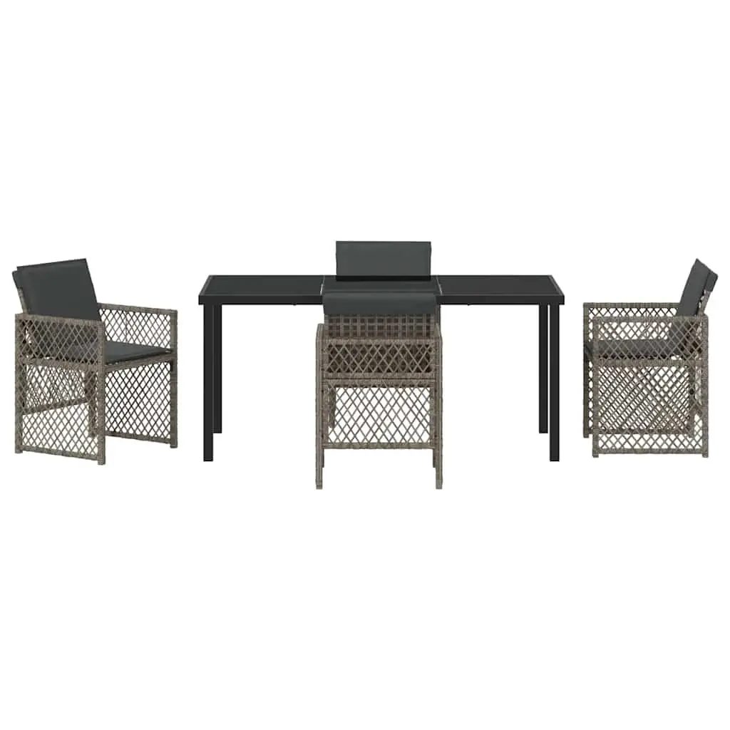 5-Piece Grey Garden Dining Set with Durable Steel Frame