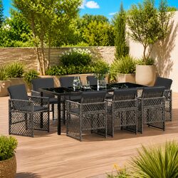 Premium 9-Piece Grey Rattan Garden Dining Set