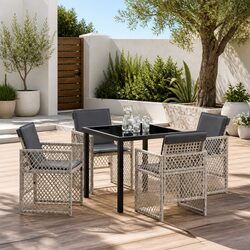 Light Grey 5-Piece Garden Dining Set with Modern Design