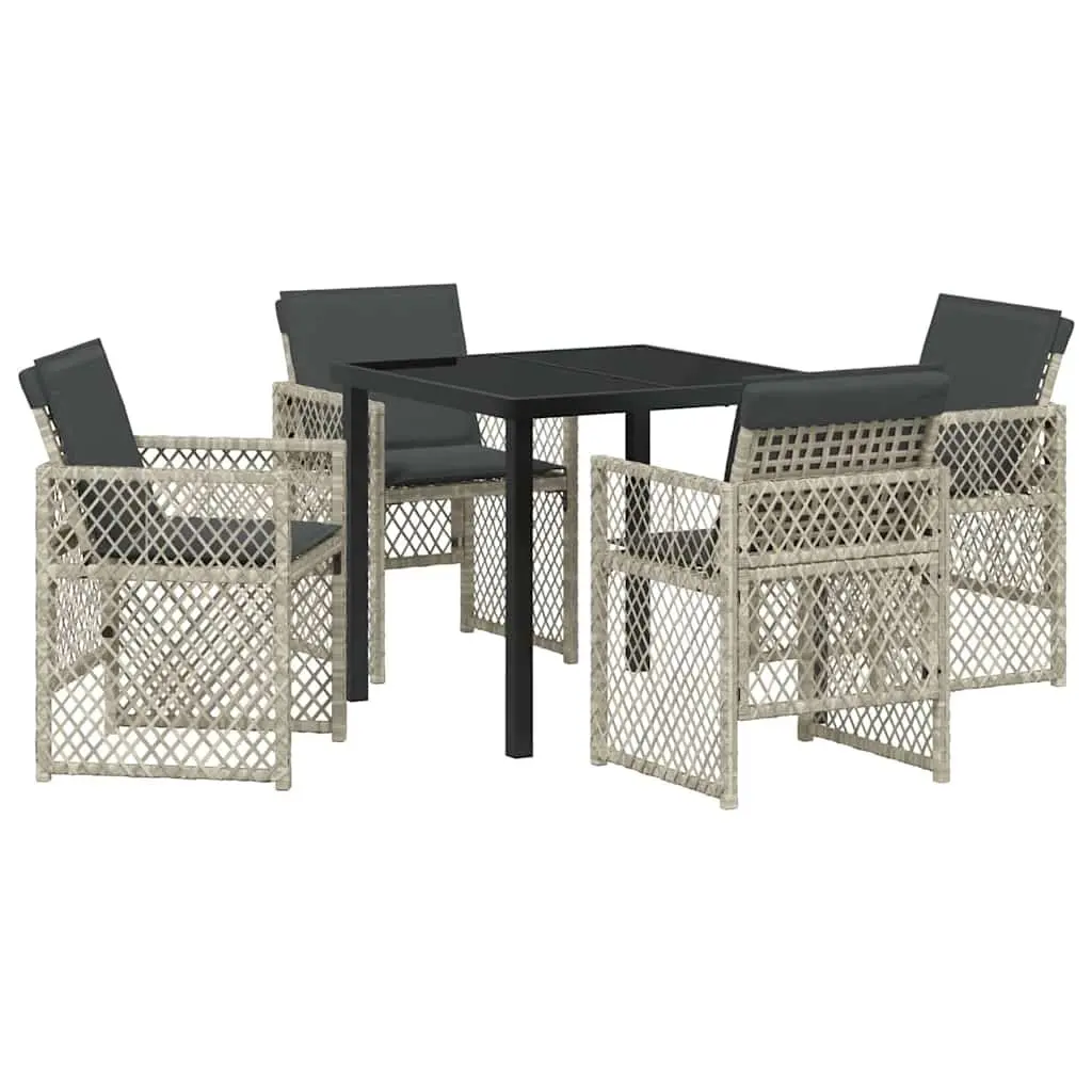Garden Dining Set 5 Pieces Light Grey Outdoor Furniture Patio Table Chairs