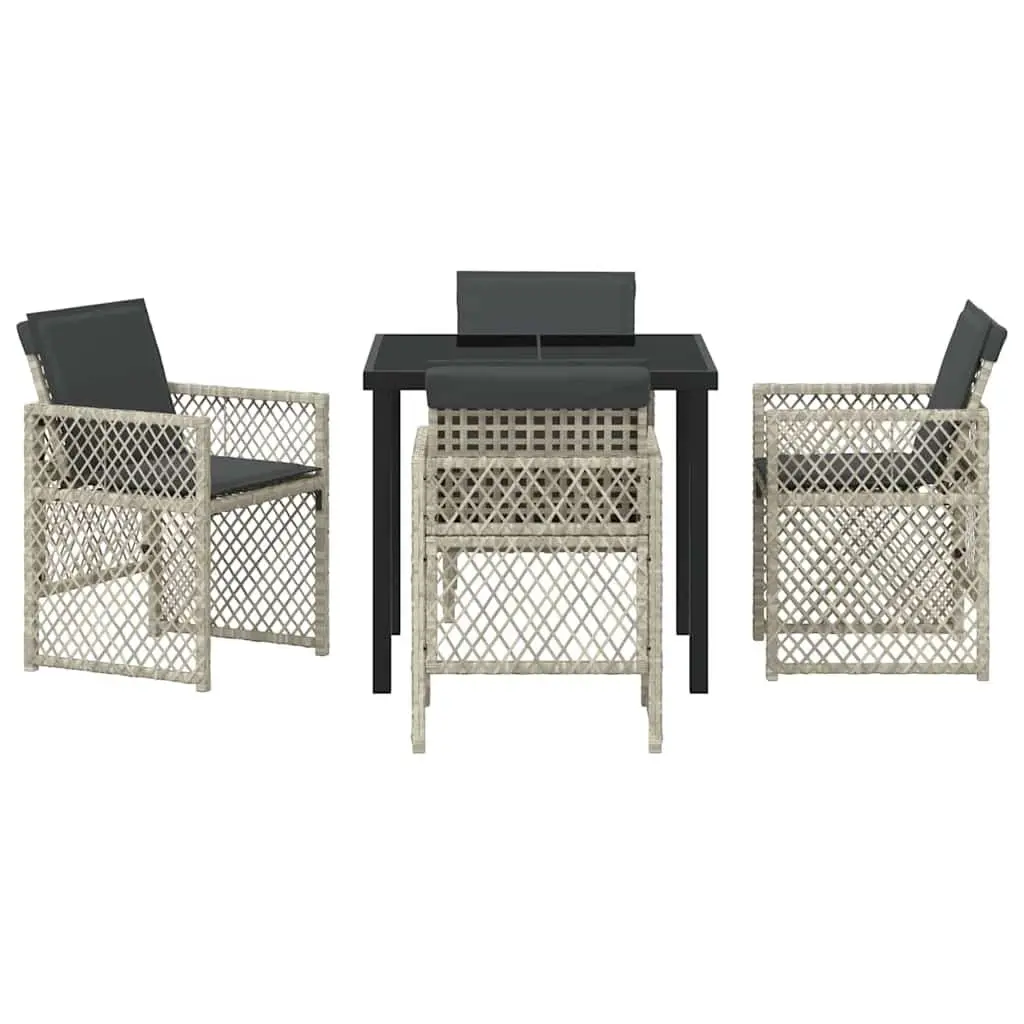 Garden Dining Set 5 Pieces Light Grey Outdoor Furniture Patio Table Chairs