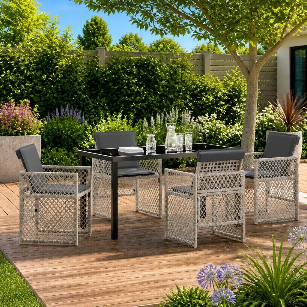 Light Grey 5-Piece Garden Dining Set for Outdoor Spaces