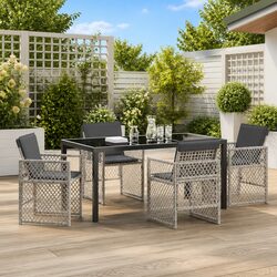 Light Grey 5-Piece Garden Dining Set with Glass Top