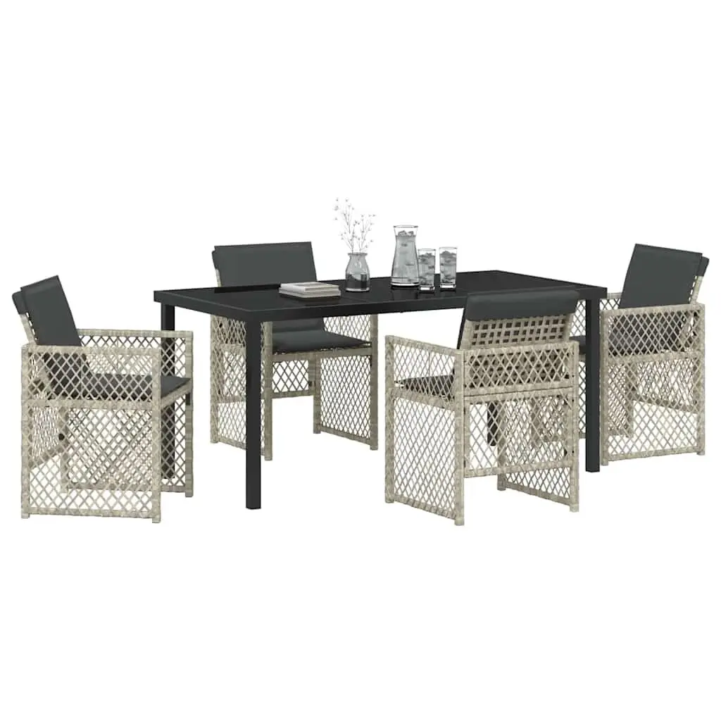 Light Grey 5-Piece Garden Dining Set with Glass Top