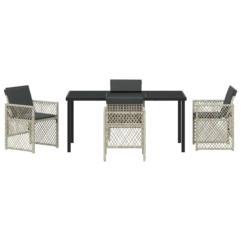 Light Grey 5-Piece Garden Dining Set with Glass Top