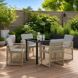 Beige 5-Piece Outdoor Dining Set with Durable Design