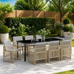 Durable 9-Piece Garden Dining Set with Glass Table