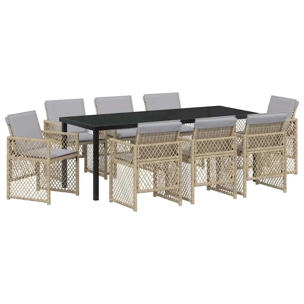 9-Piece Garden Dining Set with Glass Table