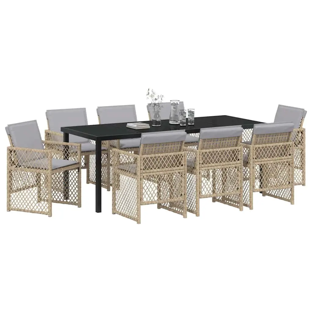 9-Piece Garden Dining Set with Glass Table