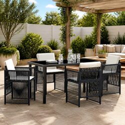 Stylish 5-Piece Garden Dining Set in Black Steel