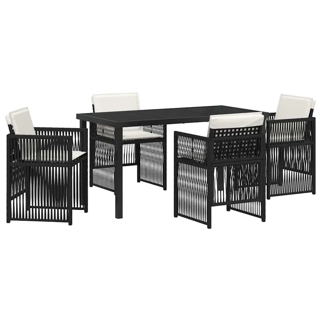 5-Piece Garden Dining Set in Black Steel