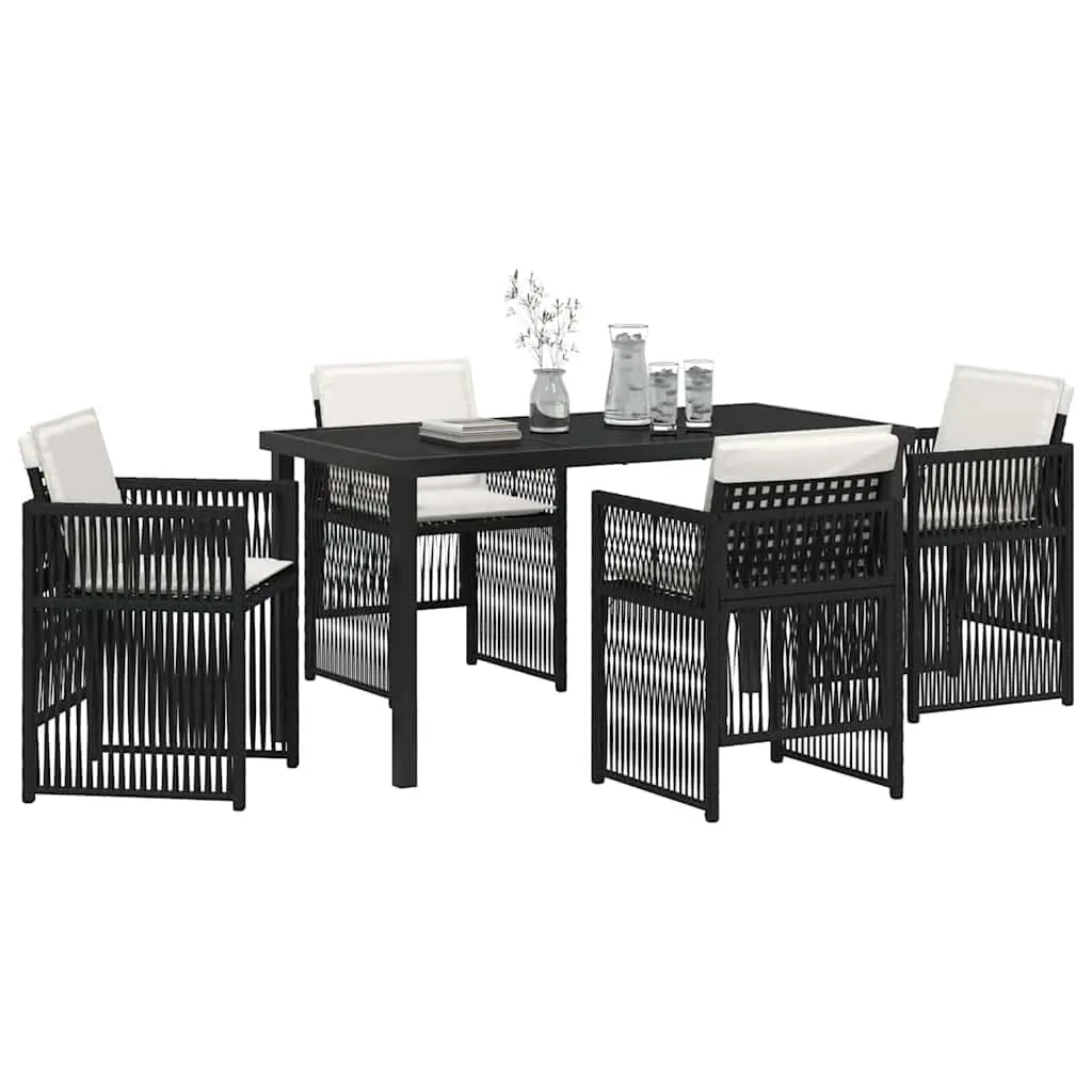 5-Piece Garden Dining Set in Black Steel