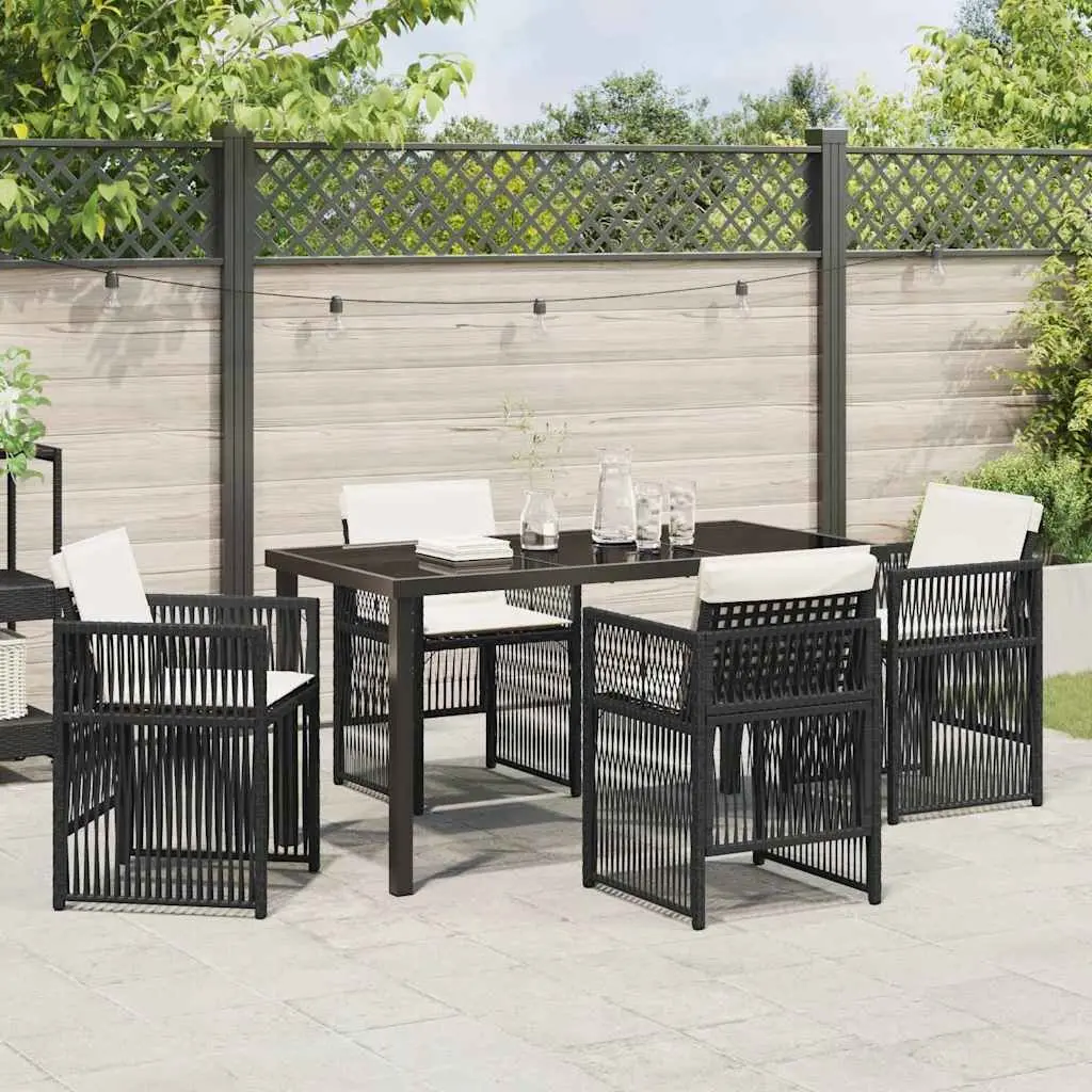 5-Piece Garden Dining Set in Black Steel