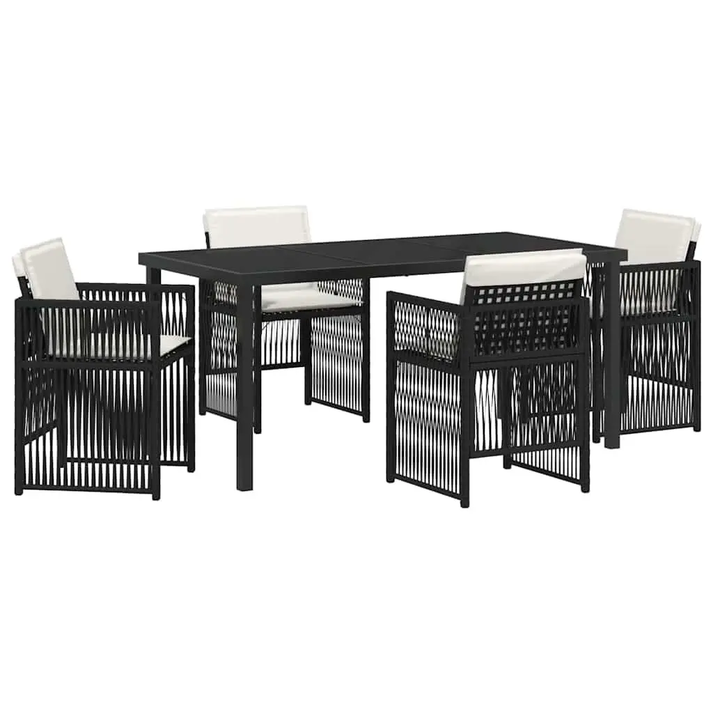 5-Piece Black Steel Garden Dining Set