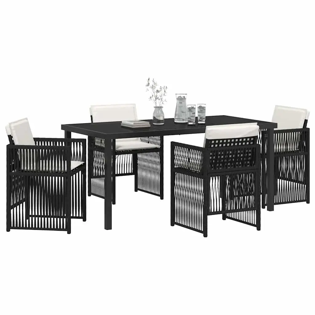 5-Piece Black Steel Garden Dining Set