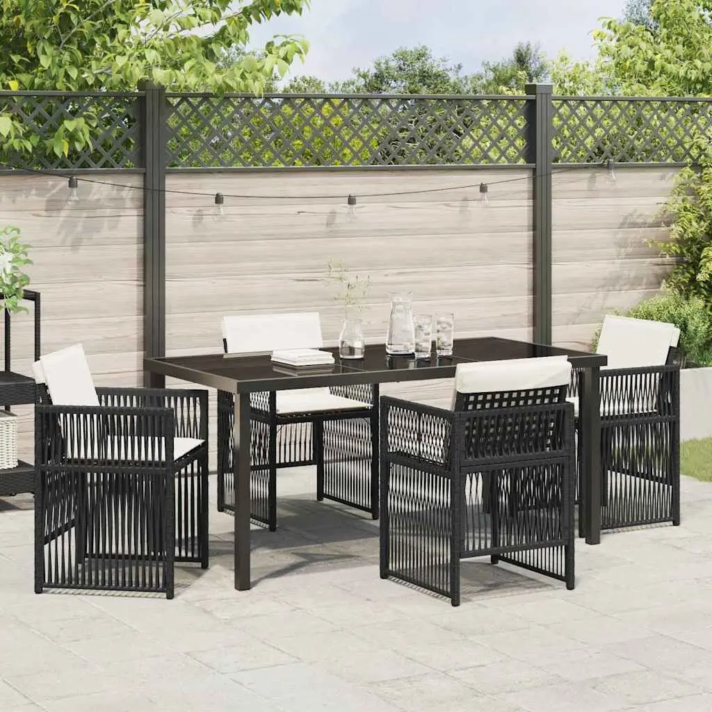 5-Piece Black Steel Garden Dining Set