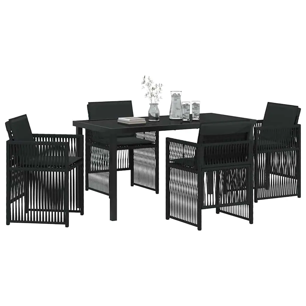5-Piece Black Steel Outdoor Dining Set for Comfort