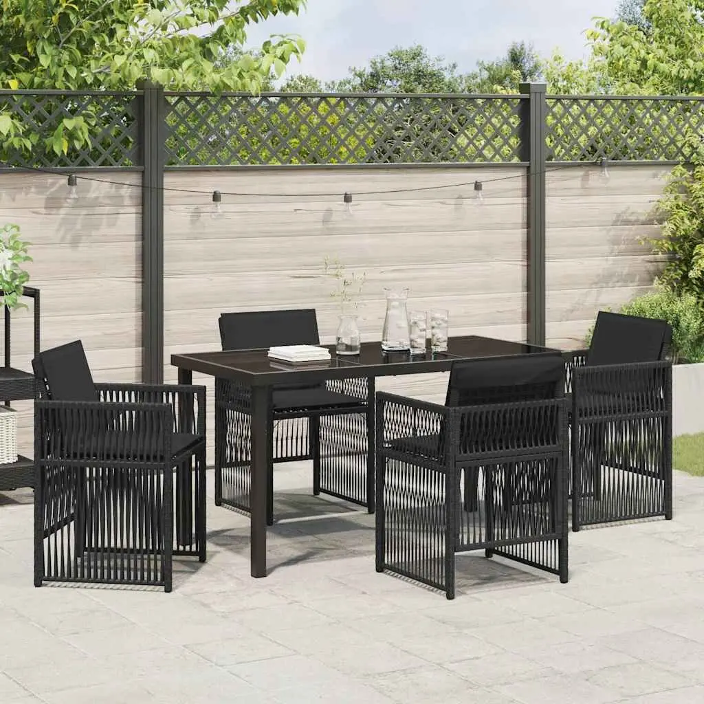 5-Piece Black Steel Outdoor Dining Set for Comfort