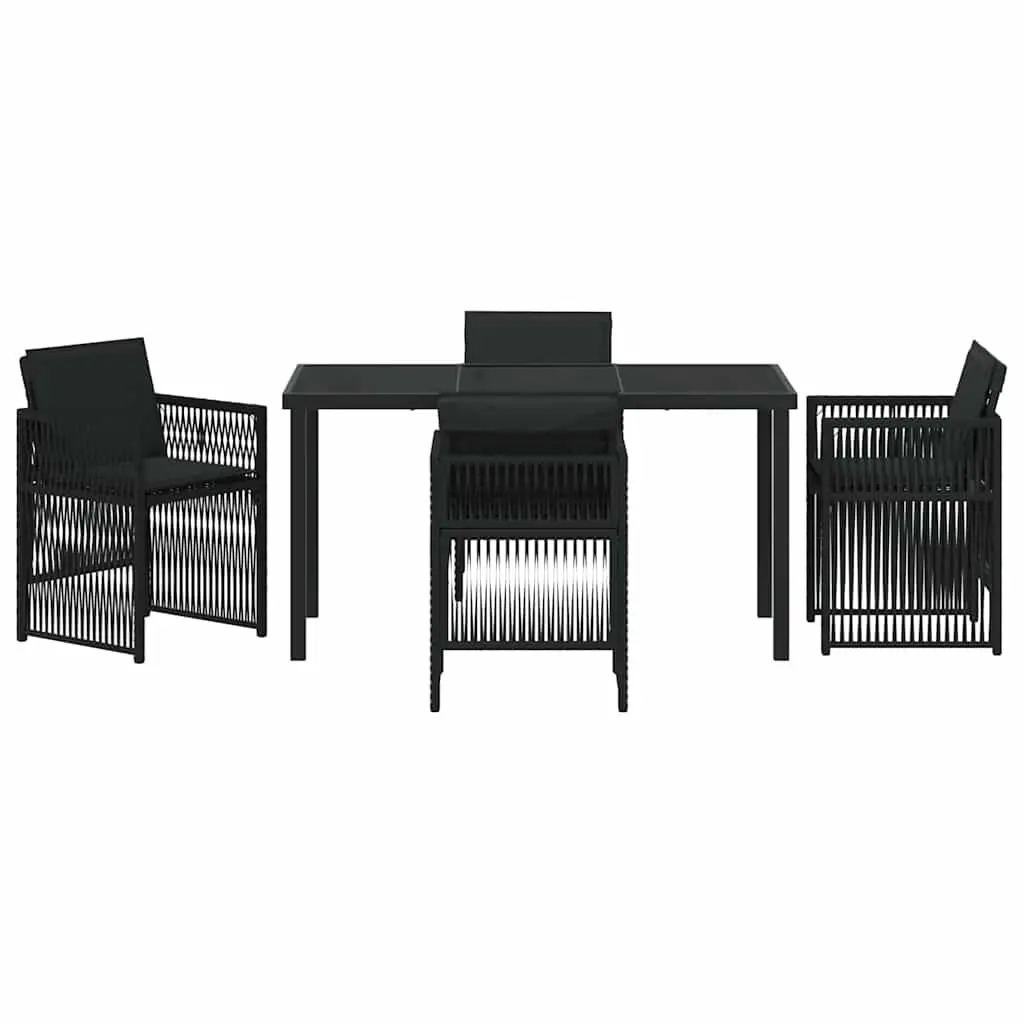 5-Piece Black Steel Outdoor Dining Set for Comfort