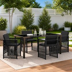 Durable 5 Piece Outdoor Dining Set with Cushions