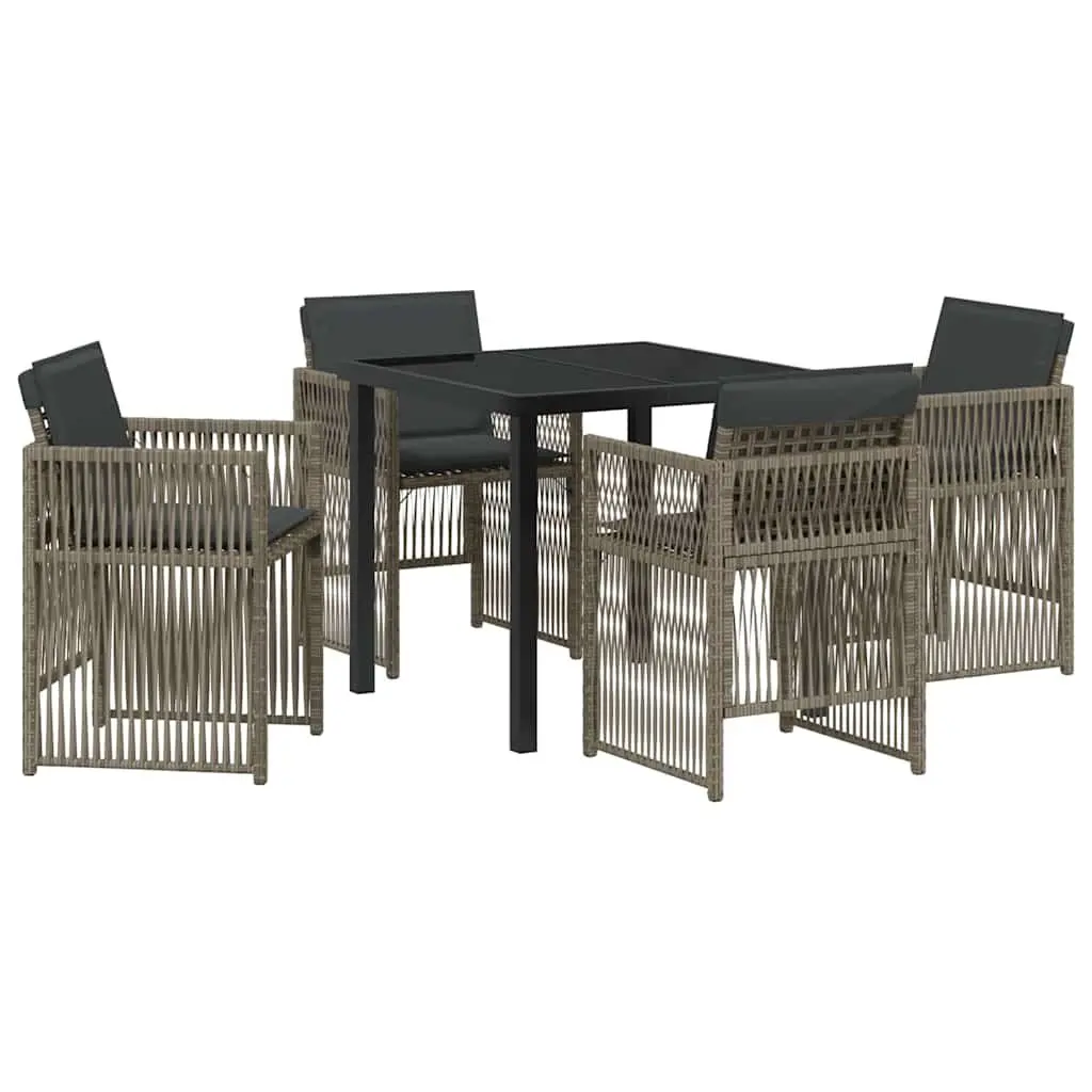 5-Piece Grey Outdoor Garden Dining Set with Cushions