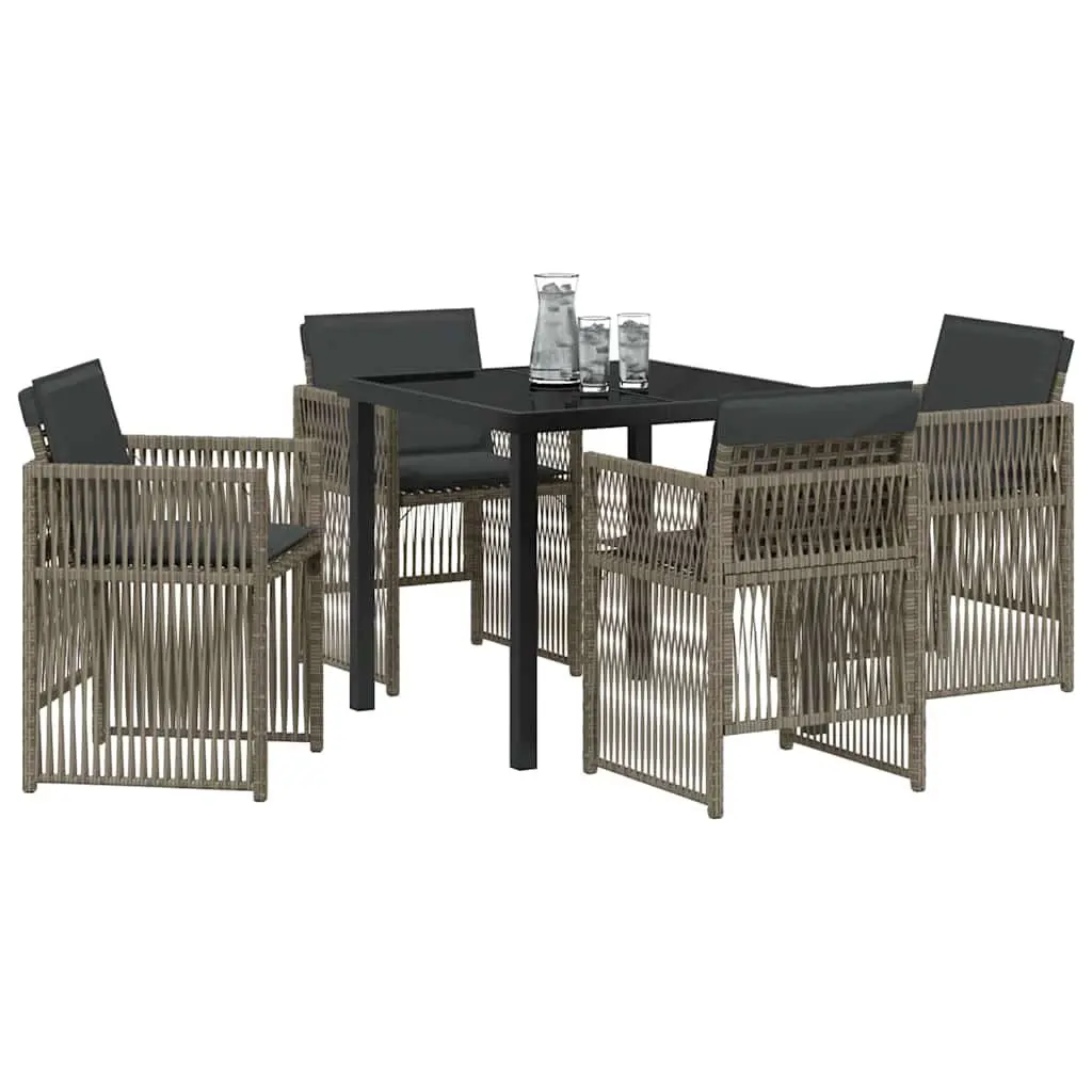 5-Piece Grey Outdoor Garden Dining Set with Cushions