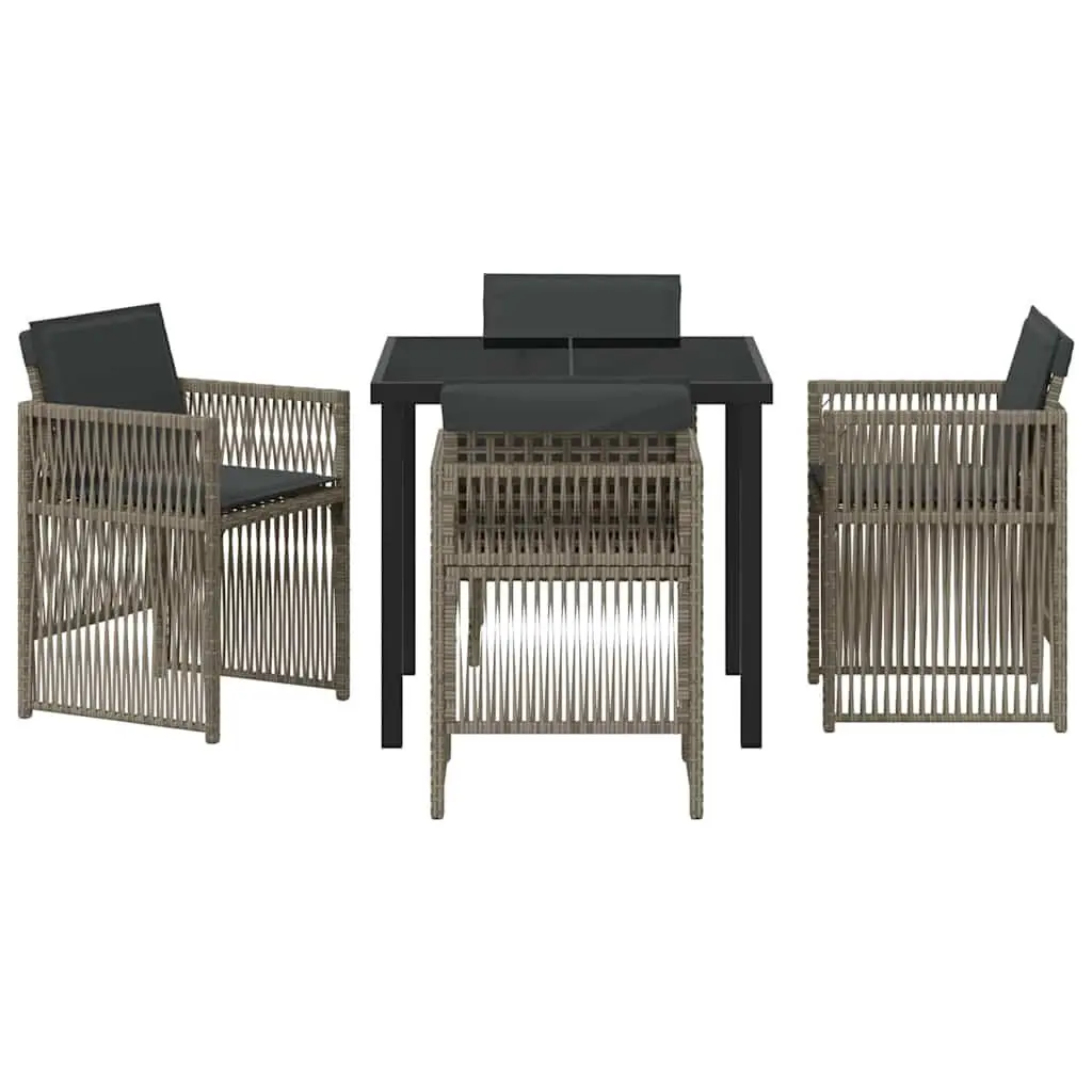 5-Piece Grey Outdoor Garden Dining Set with Cushions