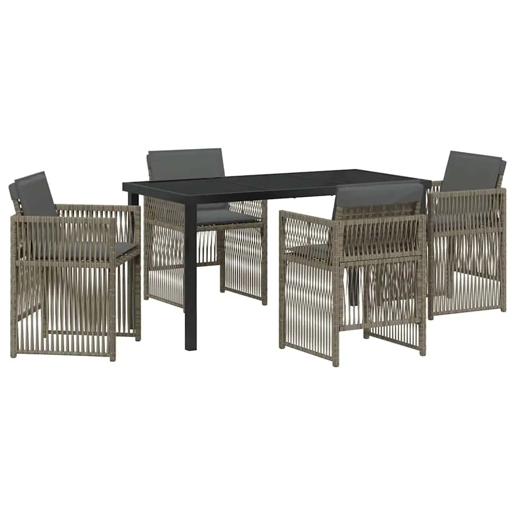 5-Piece Garden Dining Set with Rattan Armrests